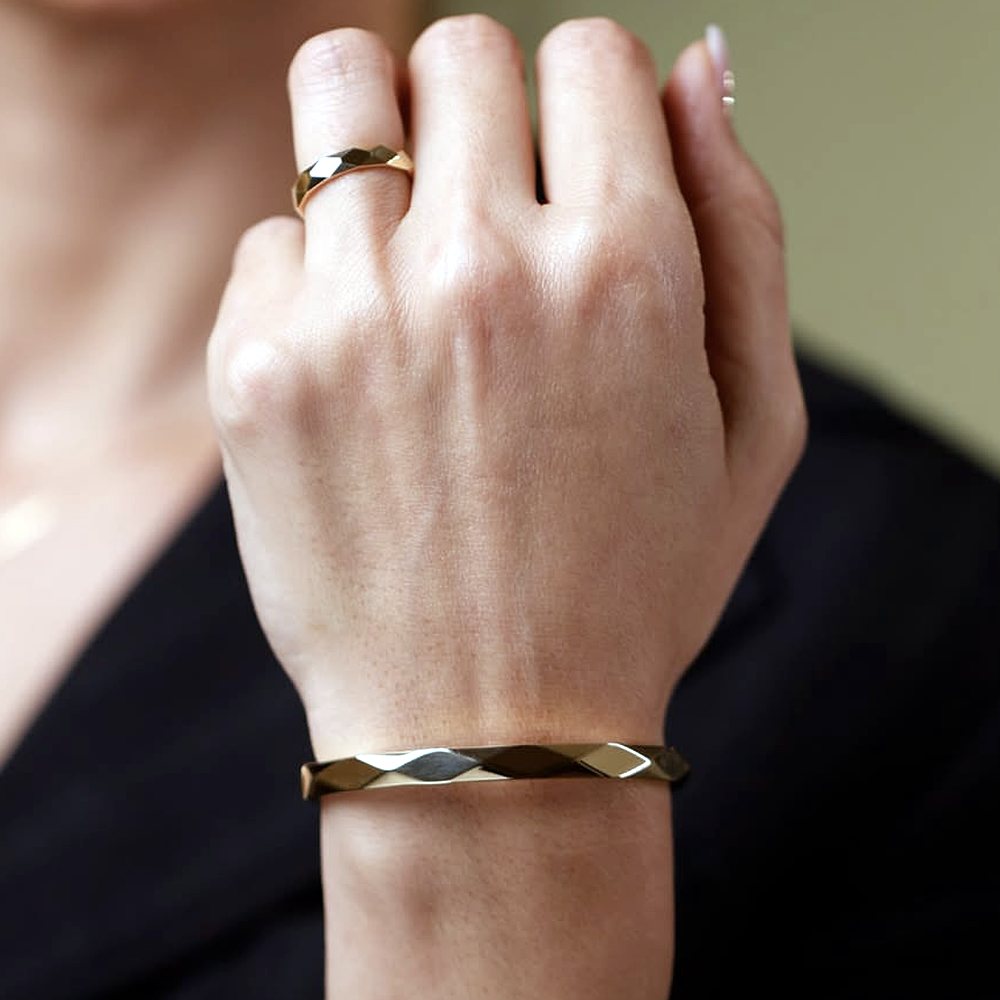 Faceted ring and bangle