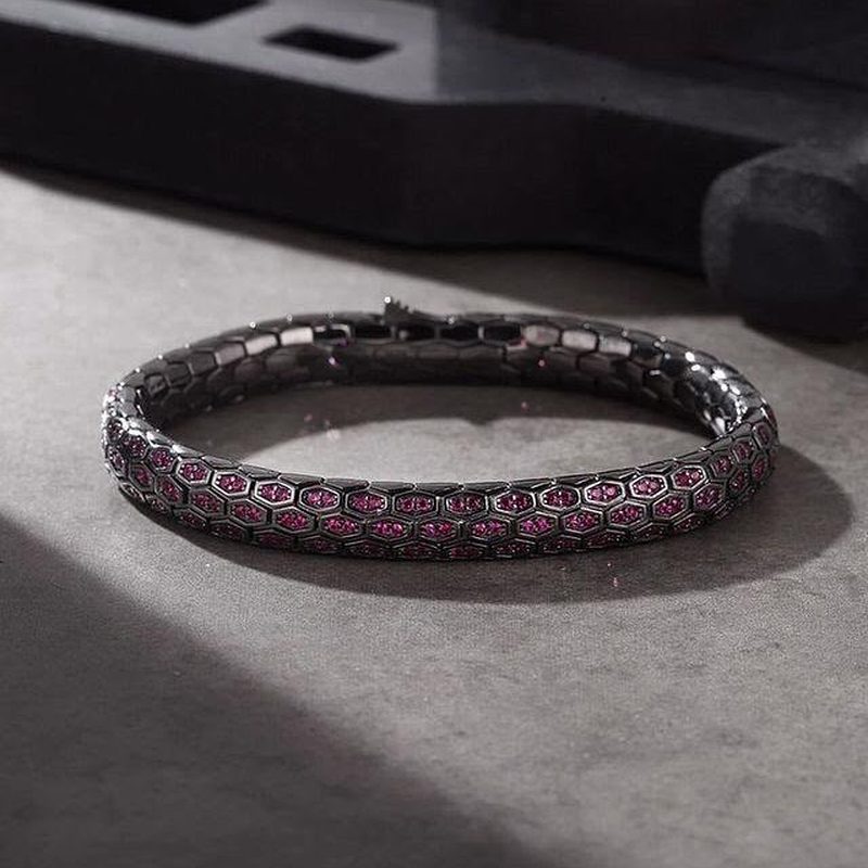 Honeycomb bracelet, magenta stones
