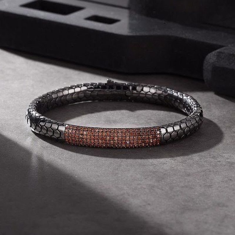 Scale bracelet, amber pavé bar