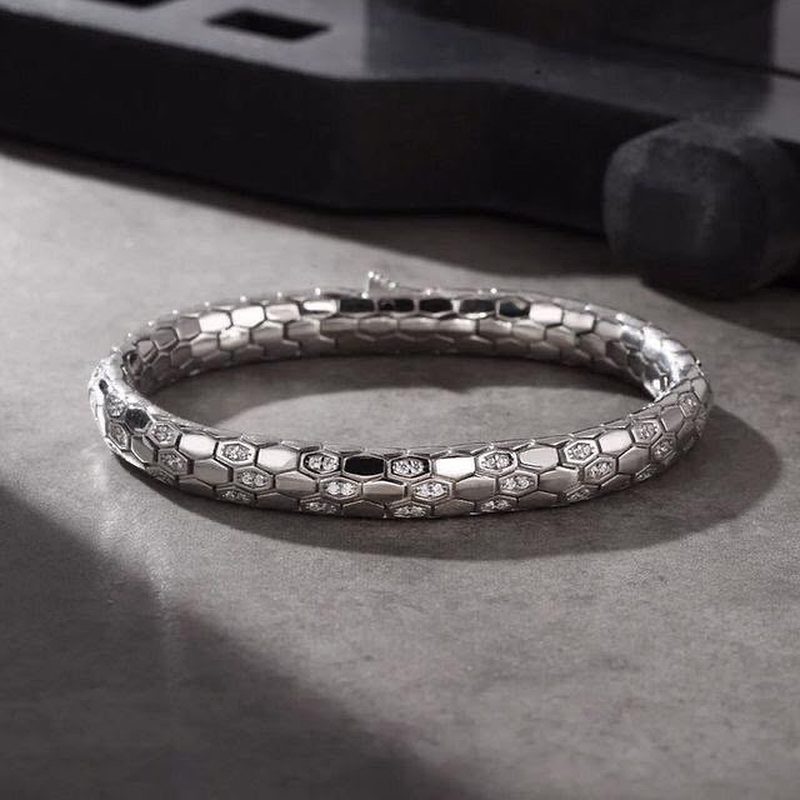 Honeycomb bangle, crystal stones