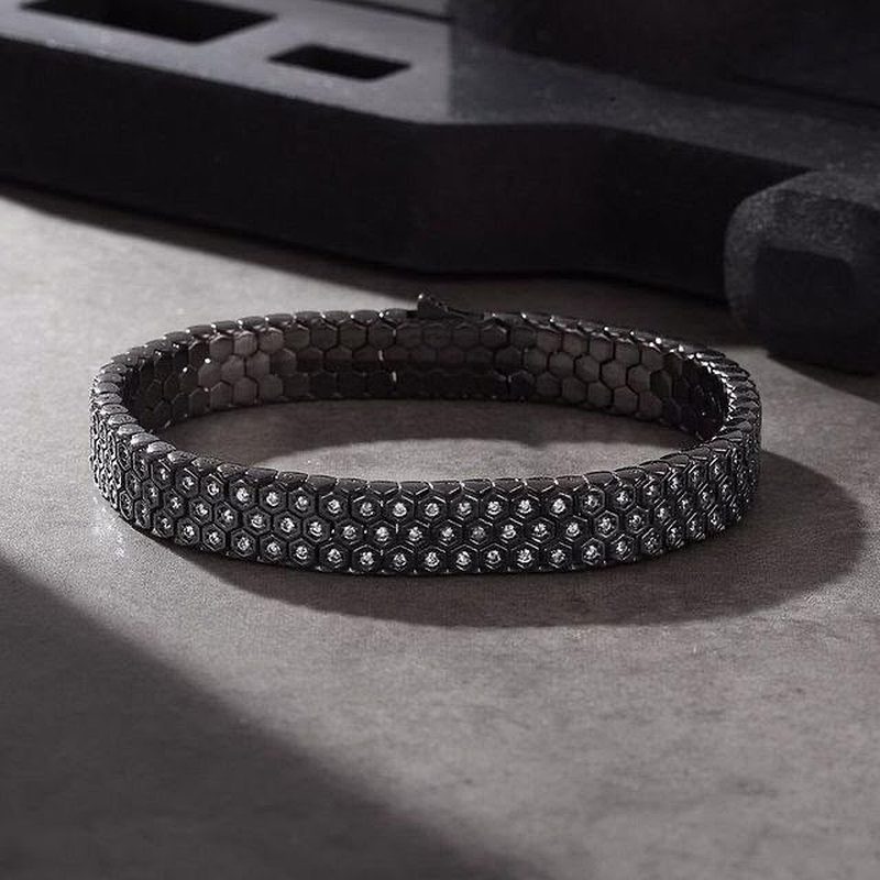 Wide honeycomb bracelet, crystal