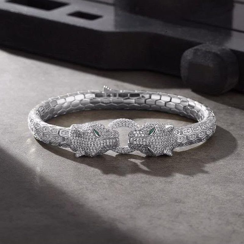 Panther bracelet, white stones