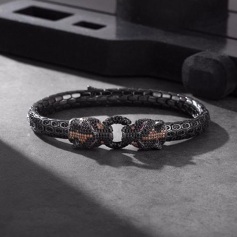 Panther bracelet, amber and ruby